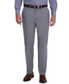 Haggar Jmh Men's 4-way Stretch Textured Plaid Classic Fit Flat Front Performance Dress Pant In Grey