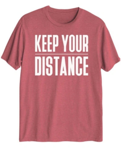 Hybrid Men's Keep Your Distance Short Sleeve T-shirt In Red Heather