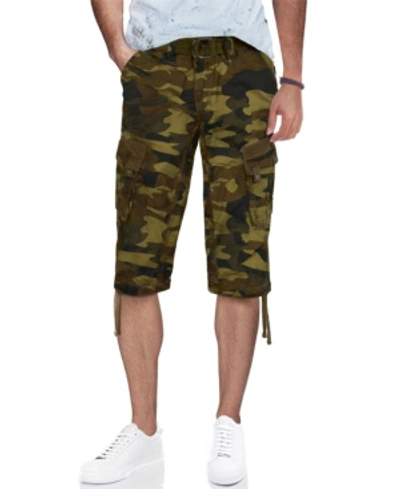 X-ray Men's Belted Capri Cargo Shorts In Brown Camo