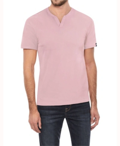X-ray Men's Basic Henley Neck Short Sleeve T-shirt In Baby Pink