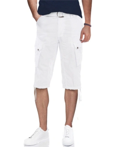 X-ray Men's Belted Capri Cargo Shorts In White