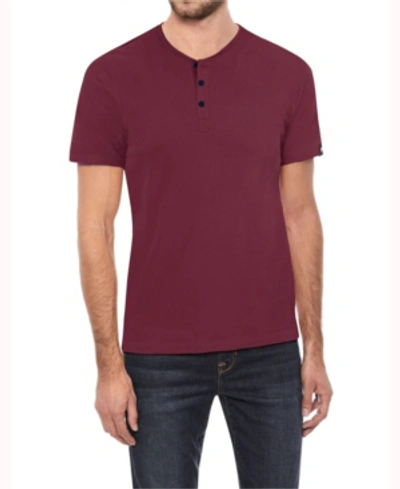X-ray Men's Basic Henley Neck Short Sleeve T-shirt In Cranberry