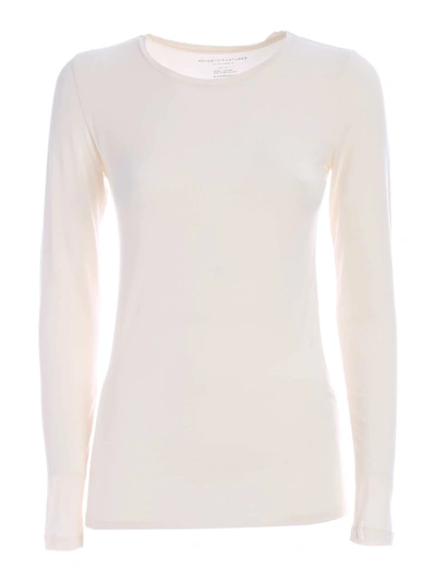 Majestic Long-sleeve Cotton Silk Touch T-shirt In Milk
