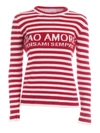 Giada Benincasa Ciao Amore Wool Sweater In Red In Rigato