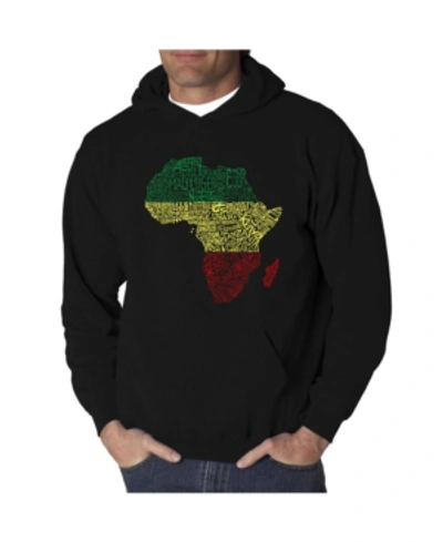 La Pop Art Men's Countries In Africa Word Art Hooded Sweatshirt In Black