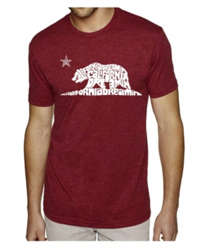 La Pop Art Men's Premium Word Art T-shirt - California Dreamin In Burgundy