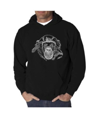 La Pop Art Men's Chimpanzee Word Art Hooded Sweatshirt In Black