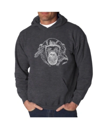 La Pop Art Men's Chimpanzee Word Art Hooded Sweatshirt In Gray