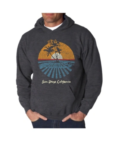 La Pop Art Men's Cities In San Diego Word Art Hooded Sweatshirt In Gray