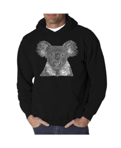 La Pop Art Men's Koala Word Art Hooded Sweatshirt In Black