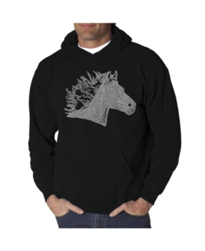 La Pop Art Men's Horse Mane Word Art Hooded Sweatshirt In Black