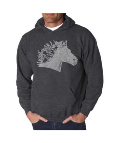 La Pop Art Men's Horse Mane Word Art Hooded Sweatshirt In Gray