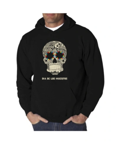 La Pop Art Men's Dia De Los Muertos Word Art Hooded Sweatshirt In Black