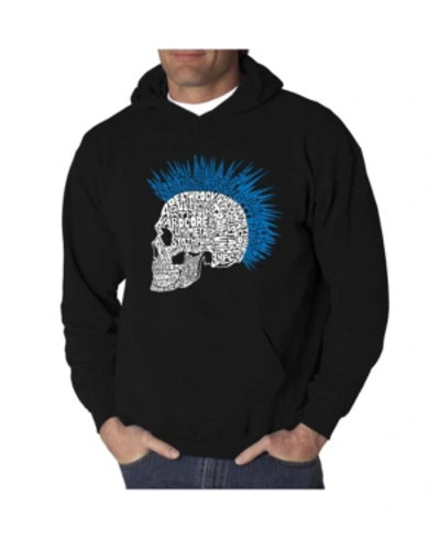 La Pop Art Men's Punk Mohawk Word Art Hooded Sweatshirt In Black