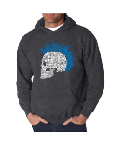 La Pop Art Men's Punk Mohawk Word Art Hooded Sweatshirt In Gray