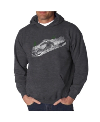 La Pop Art Men's Ski Word Art Hooded Sweatshirt In Gray
