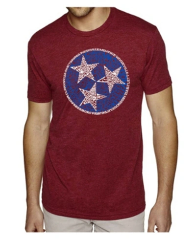 La Pop Art Men's Premium Word Art T-shirt - Tennessee Tristar In Burgundy