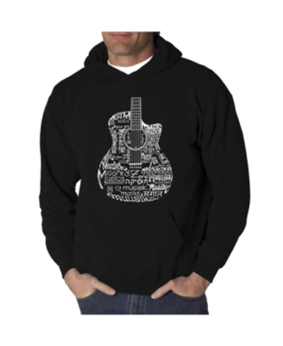La Pop Art Men's Languages Guitar Word Art Hooded Sweatshirt In Black