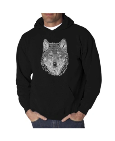La Pop Art Men's Wolf Word Art Hooded Sweatshirt In Black