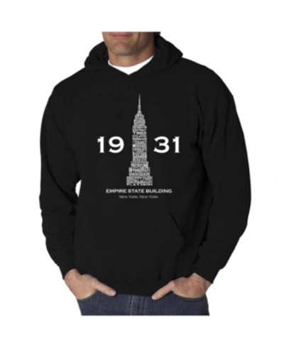 La Pop Art Men's Empire State Building Word Art Hooded Sweatshirt In Black