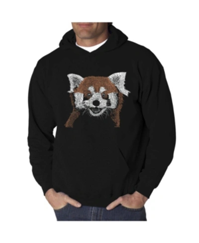 La Pop Art Men's Red Panda Word Art Hooded Sweatshirt In Black