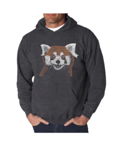 La Pop Art Men's Red Panda Word Art Hooded Sweatshirt In Gray
