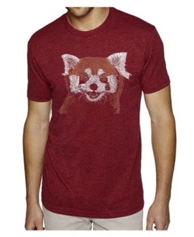 La Pop Art Men's Premium Word Art T-shirt - Red Panda In Burgundy
