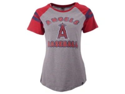 47 Brand Women's Los Angeles Angels Fly Out Raglan T-shirt In Gray/red