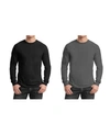 GALAXY BY HARVIC MEN'S 2-PACK EGYPTIAN COTTON-BLEND LONG SLEEVE CREW NECK TEE