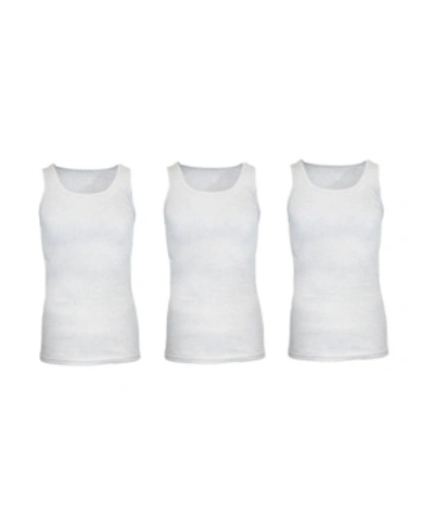Galaxy By Harvic Men's 3-pack Premium Cotton Blend Tank Tops In White