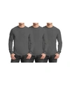 Galaxy By Harvic Men's 3-pack Egyptian Cotton-blend Long Sleeve Crew Neck Tee In Charcoal X 3