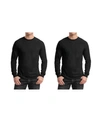 Galaxy By Harvic Men's 2-pack Egyptian Cotton-blend Long Sleeve Crew Neck Tee In Black X 2