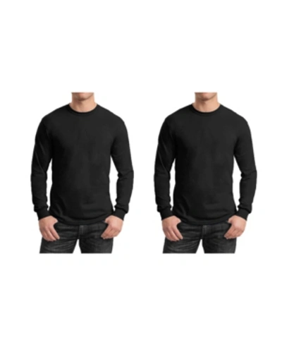 Galaxy By Harvic Men's 2-pack Egyptian Cotton-blend Long Sleeve Crew Neck Tee In Black X 2