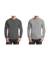 Galaxy By Harvic Men's 2-pack Egyptian Cotton-blend Long Sleeve Crew Neck Tee In Charcoal/heather Gray