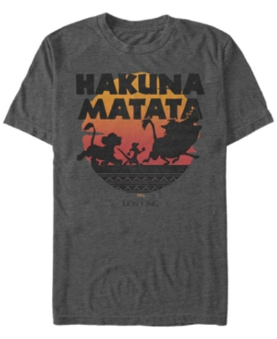 Fifth Sun Men's Disney The Lion King Hakuna Matata Sunset Silhouette Poster Short Sleeve T-shirt In Dark Gray