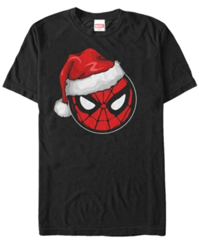 Fifth Sun Men's Marvel Spider-man Santa Hat Short Sleeve T-shirt In Black