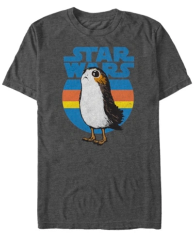 Fifth Sun Men's Star Wars Last Jedi Porg Retro Stripes Logo Short Sleeve T-shirt In Dark Gray