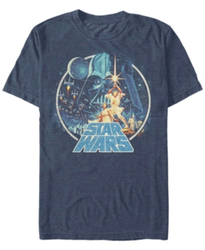 Fifth Sun Star Wars Men's Classic Retro Circle Movie Poster Short Sleeve T-shirt In Blue