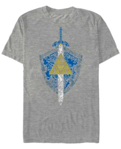 Fifth Sun Men's Nintendo Zelda Hylian Shield Element Icons Short Sleeve T-shirt In Heather Gray