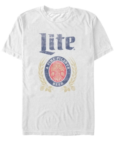 Fifth Sun Men's Miller Lite Distressed A Fine Pilsner Logo Short Sleeve T-shirt In White