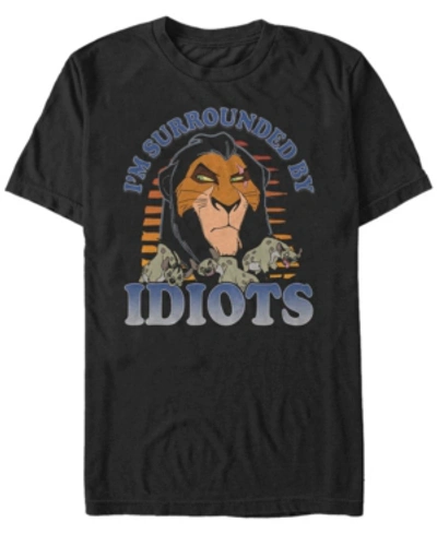 Fifth Sun Men's Disney The Lion King Scar Surrounded By Idiots Sunset Poster Short Sleeve T-shirt In Black