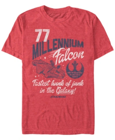 Fifth Sun Men's Star Wars Millennium Falcon Fly Retro Short Sleeve T-shirt In Red