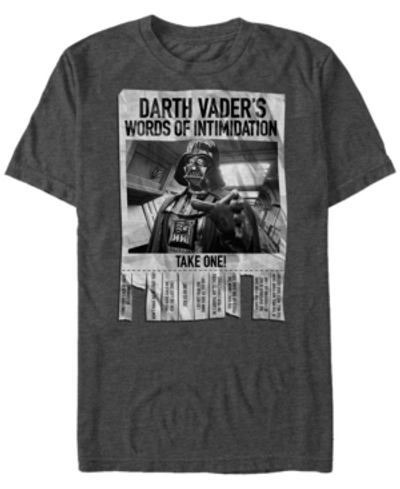 Fifth Sun Men's Star Wars Darth Vader's Words Of Intimidation Poster Short Sleeve T-shirt In Dark Gray