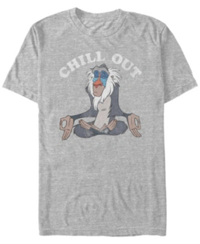 Fifth Sun Men's Disney Lion King Rafiki Chill Out Meditation Short Sleeve T-shirt In Heather Gray