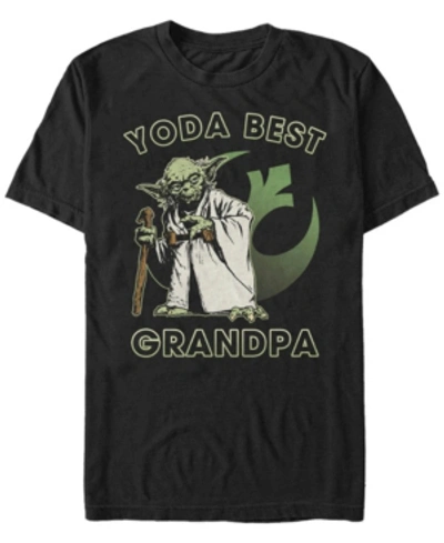 Fifth Sun Men's Star Wars Yoda Best Grandpa Rebel Logo Short Sleeve T-shirt In Black