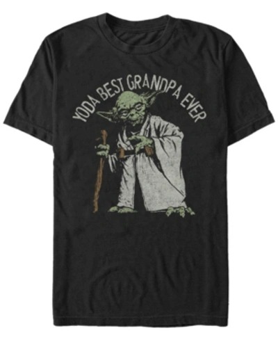 Fifth Sun Men's Star Wars Yoda Best Grandpa Ever Portrait Short Sleeve T-shirt In Black