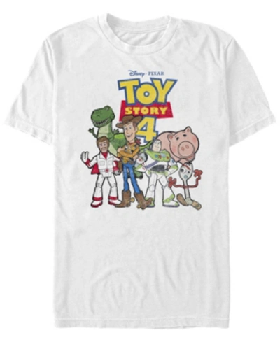 Fifth Sun Men's Disney Pixar Toy Story 4 New Group Shot Movie Logo Poster Short Sleeve T-shirt In White