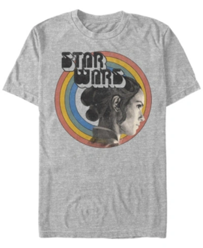 Fifth Sun Men's Star Wars The Rise Of Skywalker Rey Vintage-like Rainbow Short Sleeve T-shirt In Heather Gray
