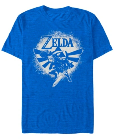 Fifth Sun Men's Nintendo Zelda Link Wingcrest Spray Paint Short Sleeve T-shirt In Royal Blue
