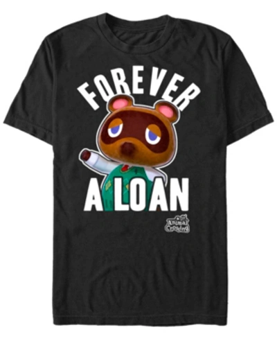 Fifth Sun Men's Nintendo Animal Crossing Tom Nook Forever A Loan Short Sleeve T-shirt In Black